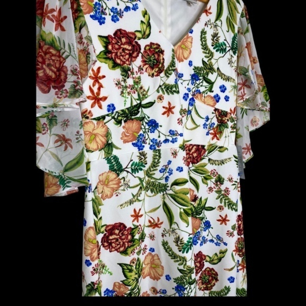 Tash + Sophie Flounce Sleeve Floral Mini Dress NWT Luau Hawaii Beach Tropical - Picture 5 of 13